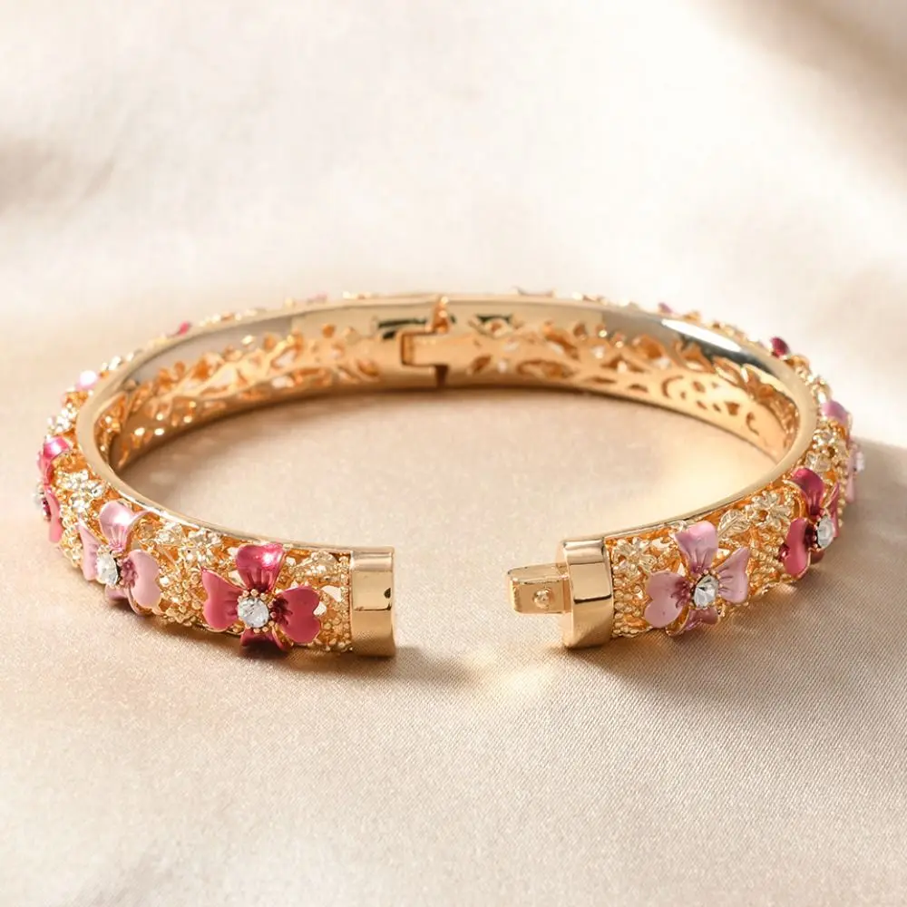 

Double Bangle Vintage Cloisonne Bangle Traditional Chinese Hollow Out Flower Bangle Ethnic Classic Women's Hand Bracelet Girls