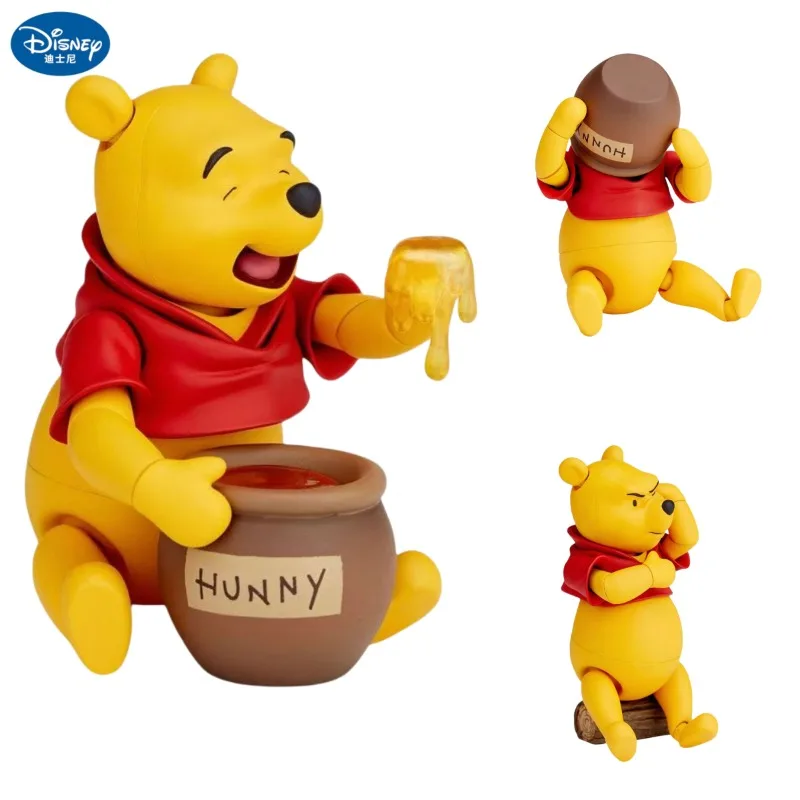 Disney Pooh Bear creative personality classic cartoon honey jar shape joint movable desktop model ornament Kawaii girl toy gift