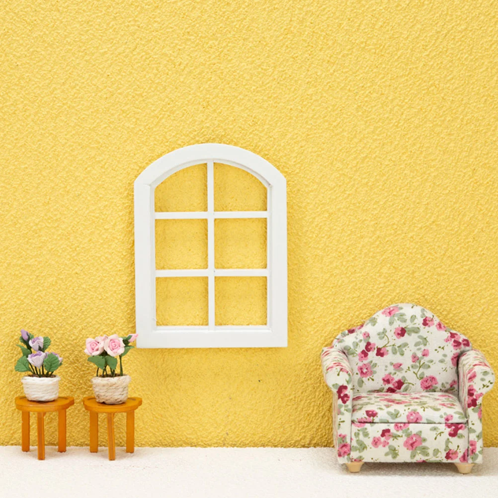 Finestra della casa delle bambole forniture in miniatura accessori per la decorazione stanza dei giocattoli mobili con struttura in legno piccolo puntello