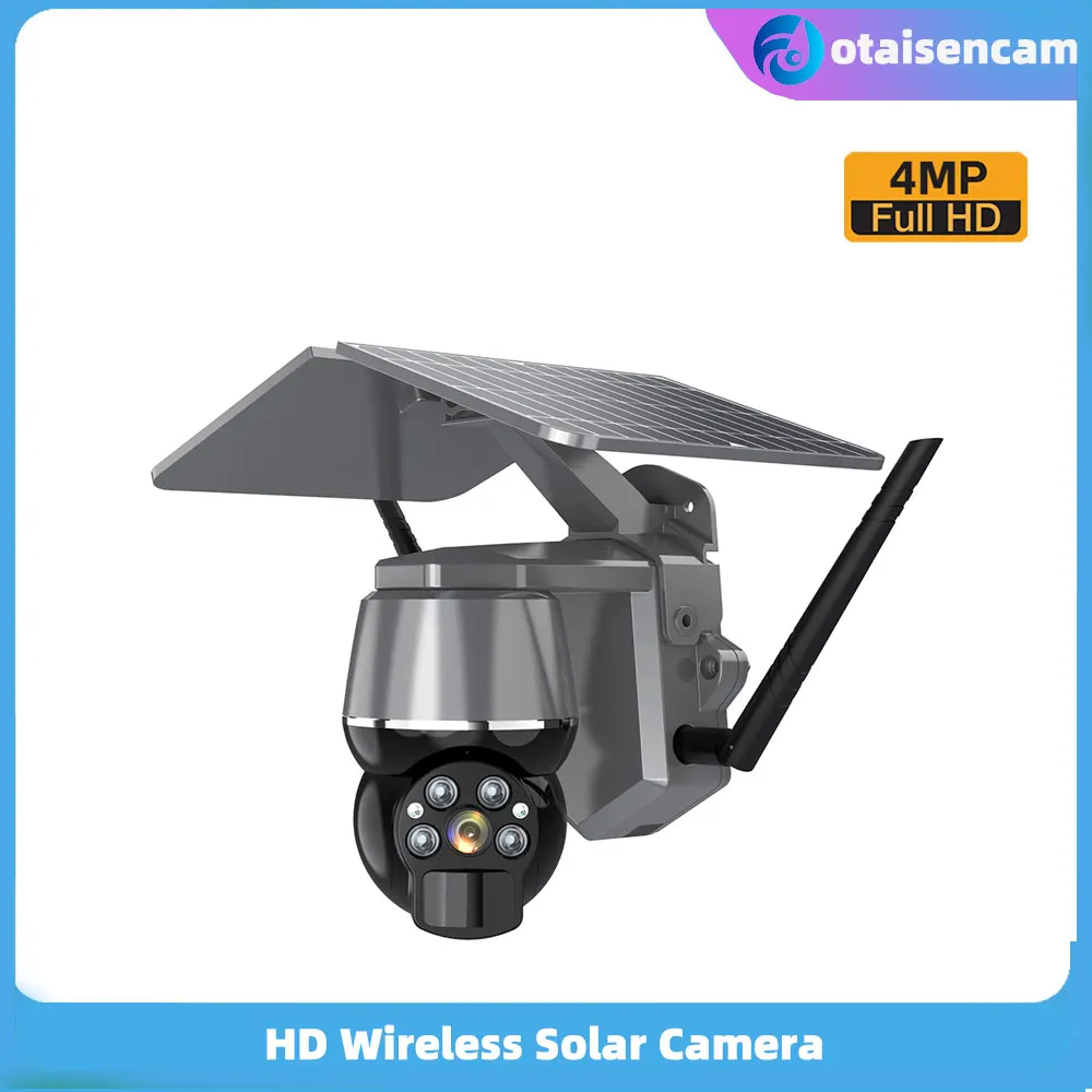 4MP WIFI PTZ 6W Solar Camera Night Vision Two-way Talk IP65 PIR Infrared Alarm Multiple Language Built-in Speaker MIC