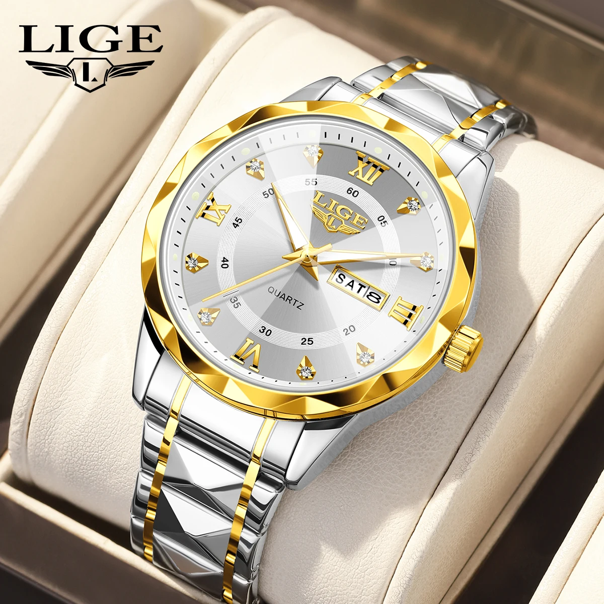

LIGE quartz wristwatch 2026 watches for men Weekly Calendar Business Fashion Luxury men sports watches relogios masculino+BOX