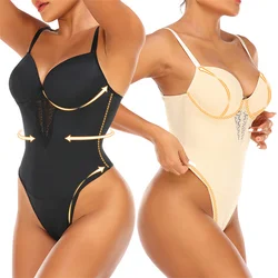 Women's Ultra Firm Bodysuit Sexy Thongs Shapewear V Neck Tummy Control Backless Tank Tops Body Shapers