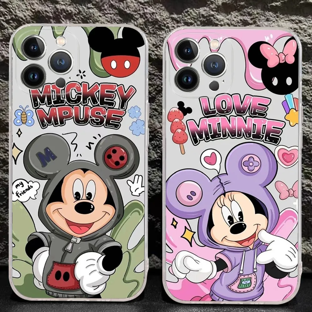 M-Mickey M-Minnie Phone Case For IPhone 16 15 8 7 6 6S Plus X SE XR XS 14 11 12 13 Mini Pro Max Mobile Case