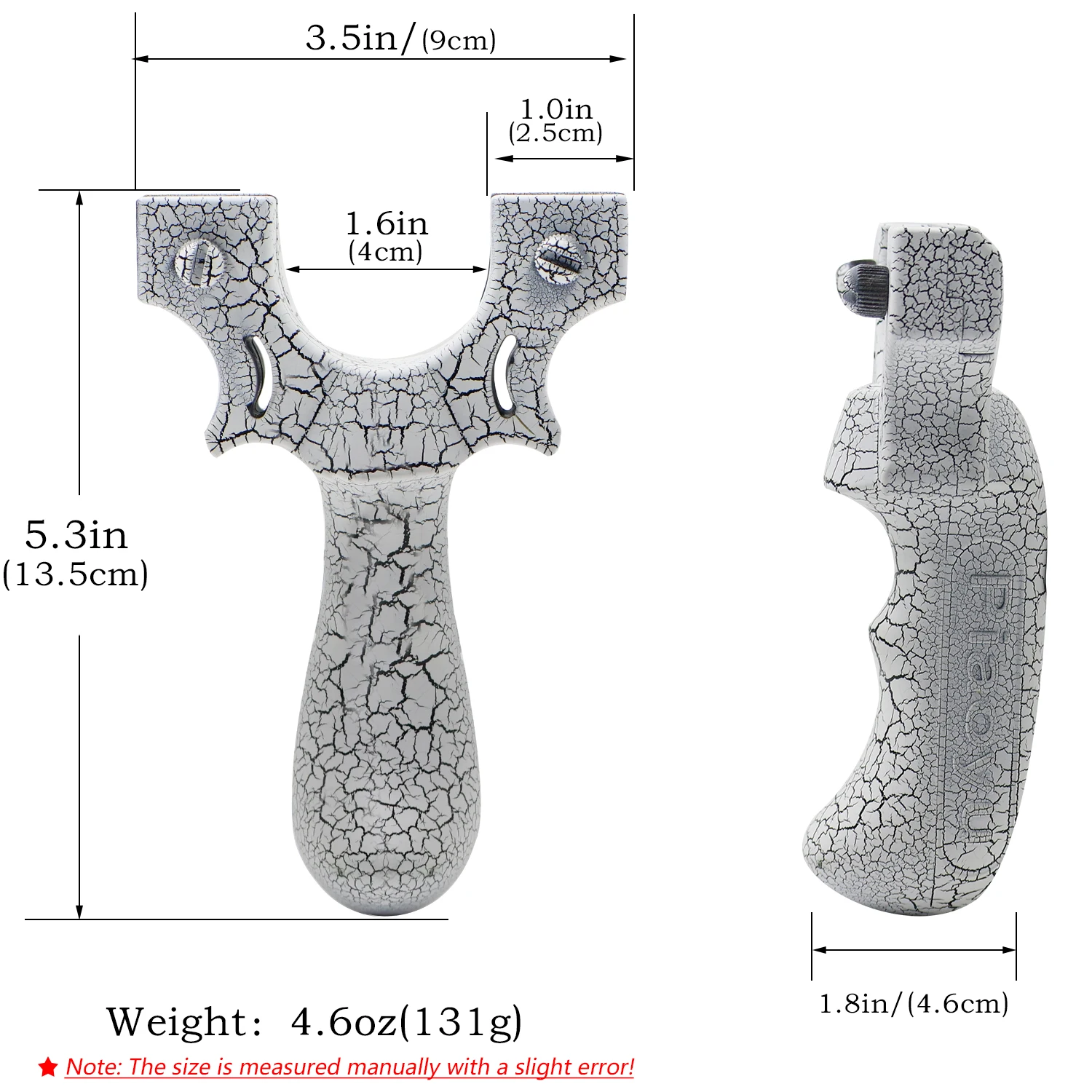 White Crackle Pattern Resin Y-Shaped Slingshot Flat Top Clamp Adjuster Ergonomic Handle Outdoor Practice