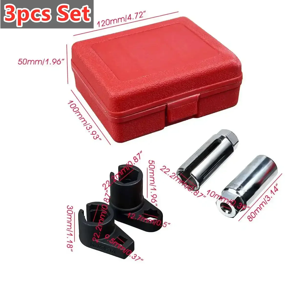 

3/5/7pcs O2 Oxygen Lambda Sensor Socket 6 Point Wrench Tool Remover Installer Set Box Universal Oxygen Sensor Removing Tool Kit