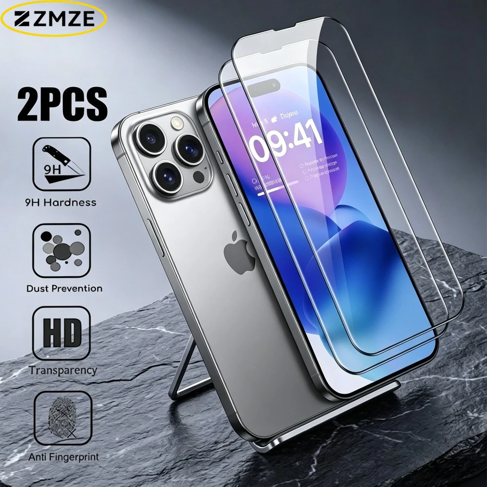 

2 шт. Защитное стекло Ultra HD для iPhone 17, 16, 15, 14 Pro Max, Air 17e, 16e, 15 Plus, 13, 12, 11 Pro, Mini, устойчивое к царапинам