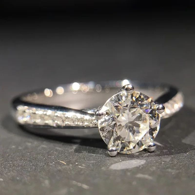 2025 Five-claw Micro-set Imitation Diamond Ring Couple Marriage Proposal Simple Ring Wedding Ceremony Ring Jewelry