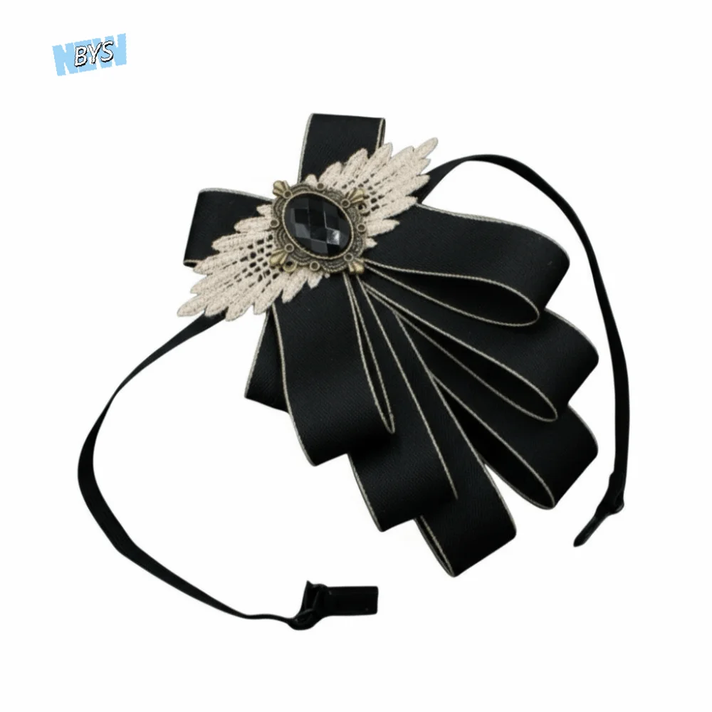 

Solid Color Rhinestone Collar Flower British Style Bowtie Gentleman's Bow Tie Collar Cravat Adjustable Men's Suit Accessory