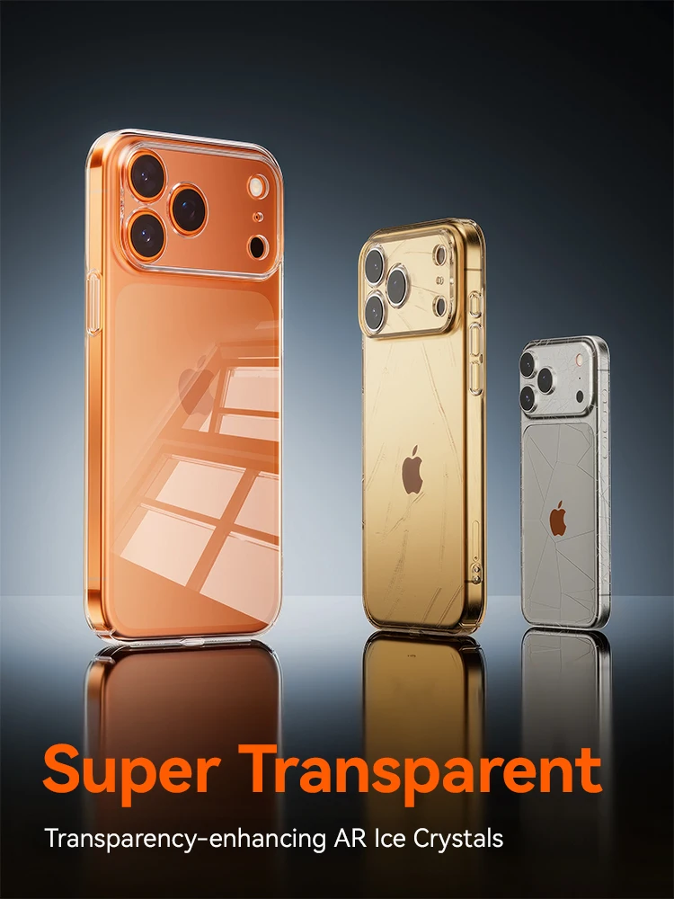 Casing Joyroom untuk iPhone 17 16 Pro Max, Casing Transparan Kristal PC Anti-Kuning Pelindung Lensa untuk iPhone 17 Pro Max
