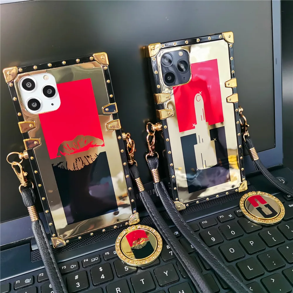 

Luxury Red Lips Case For Google Pixel 8 Pro Pixel 6 PRO 6A Glitter Gold Crossbody Lanyard Phone Cover For Google Pixel 7 Pro 7A