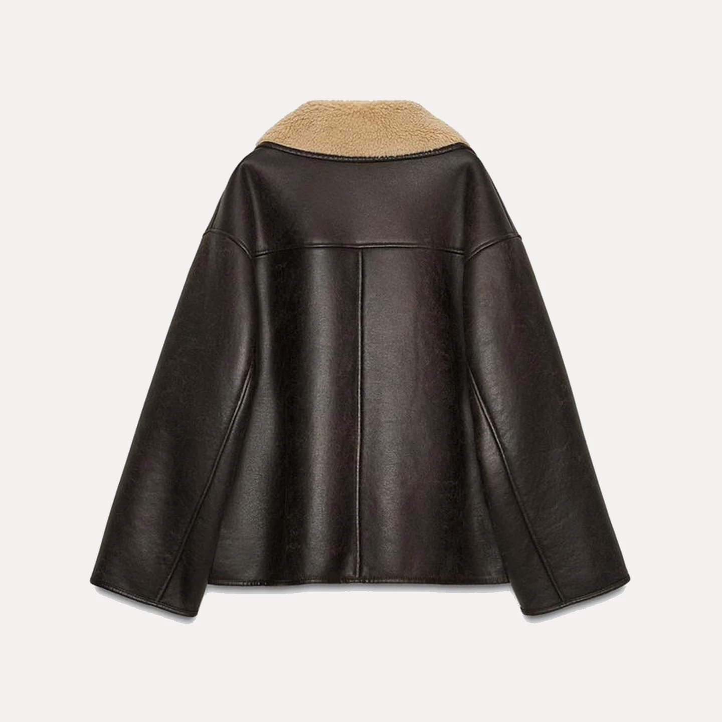 معطف نسائي كاجوال من Faionable مصنوع من الجلد والفراء Jaet للخريف وصل حديثًا معطف Z للتنقل فضفاض مناسب طويل Sve #4