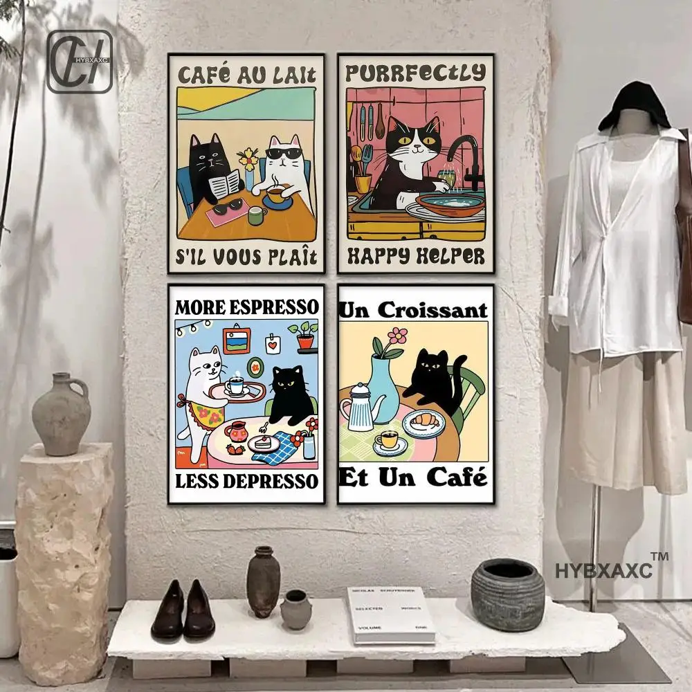 Cute Animals Canvas Printed Posters More Espresso Less Depresso Quotes Decorative Murals Modern Home Room Decor Gifts Unframed