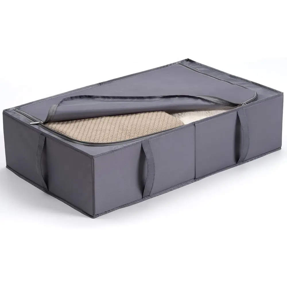 Under Bed Storage Containers, Durable Fabric, Washable, Collapsible, 27.5x16.5x7 Inches, 2-Pack, Grey