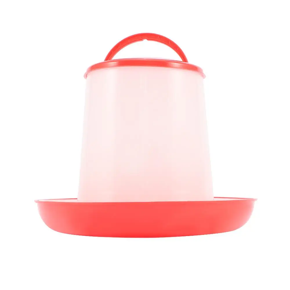 Red Reusable Handle with Lid Water Chicken Feeders Feed Bucket Farm Supplies Poultry Tool