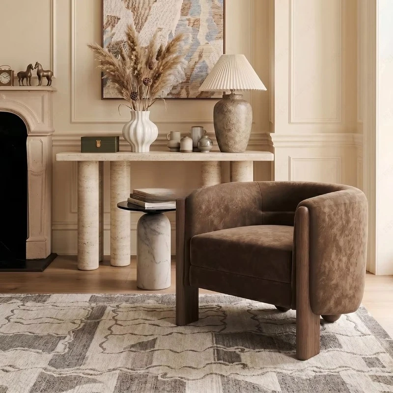 Modern style armchair Solid hardwood base Home simplicity