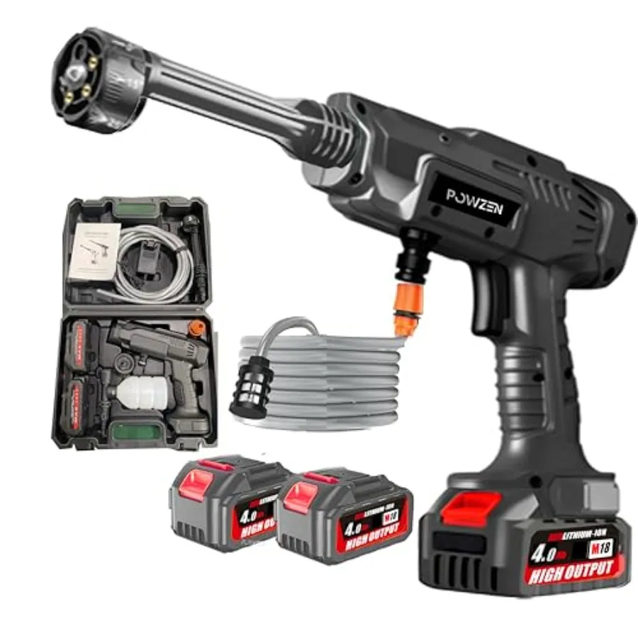 

24V Cordless High Pressure Washer 990 PSI - Handheld Portable Battery Powered Power +Washer 4.0AH Batteries and Fast Charger180