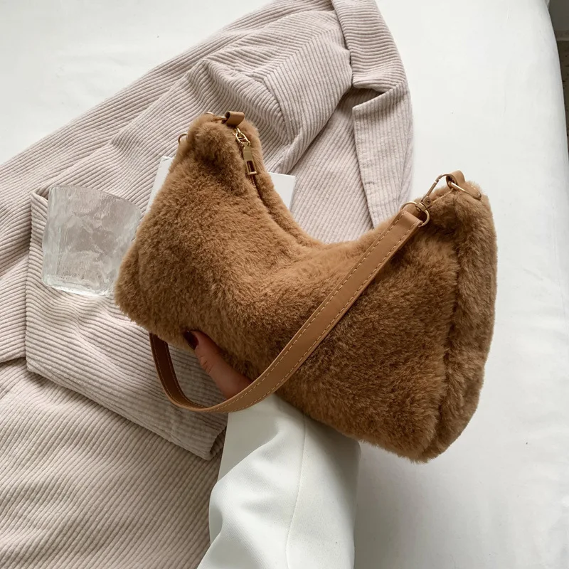Fashionable Plush Bag for Women Autumn and Winter New Plush Simple Shoulder Bag