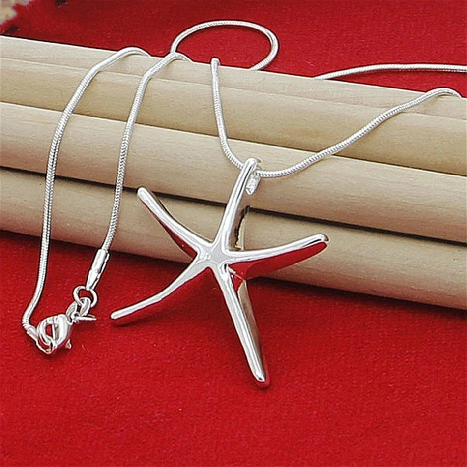 

Wholesale 40-75cm Size 925 Sterling Silver Charms Necklace Star Starfish Jewelry Fashion Cute Chain Women Lady Wedding Party