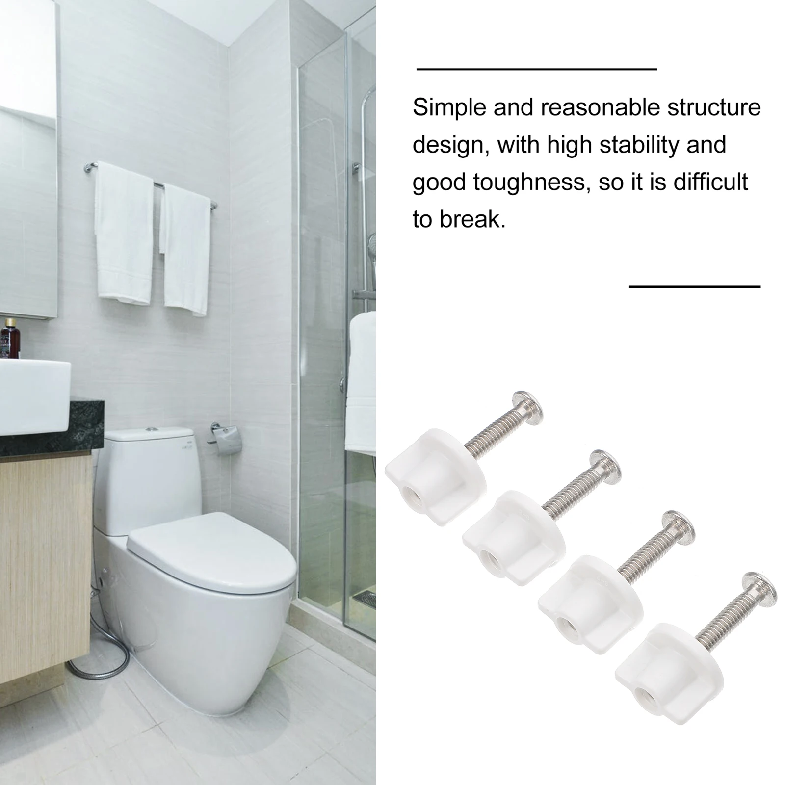 

4Pcs Toilet Seat Bolts Universal Stainless Steel Anti-Rust Toilet Seat Screws Replacement Fixing Mounting Hardware Accessories