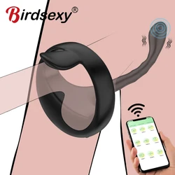 Bluetooth APP Control Vibrating Cock Ring Sexy Toys For Men Wireless Remote Penis Ring Vibrator Adult Sex Toys For Couples Man