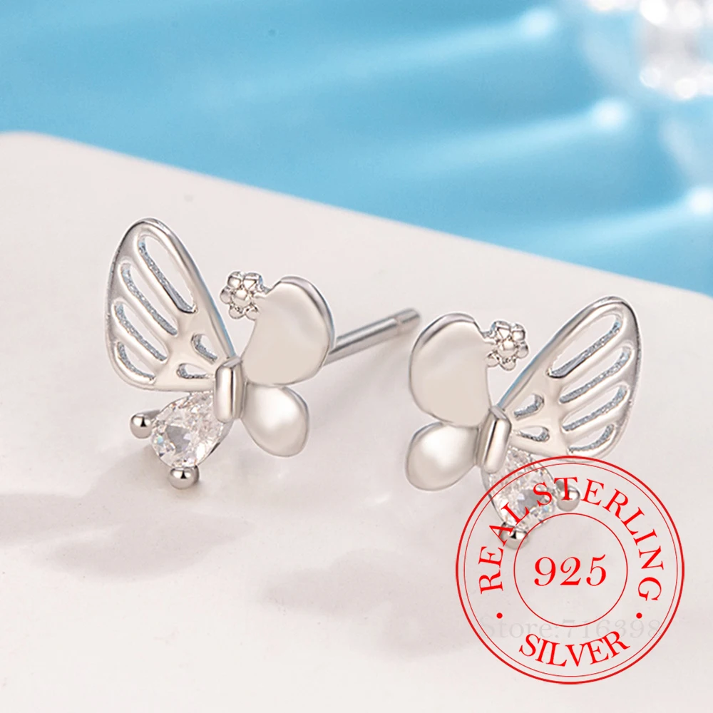 

Ювелирные изделия из стерлингового серебра 925, полые серьги-кольца с бабочкой и цирконием для женщин, ювелирные изделия для свадебной вечеринки для девочек, подарок другу