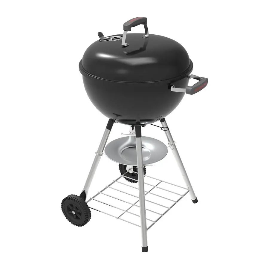 

18 Portable Charcoal Barbecue Grill with Adjustable Air Vent, Storage Rack, 245 SQ. In Cooking Area, 2 Wheel Transport BBQ Grill