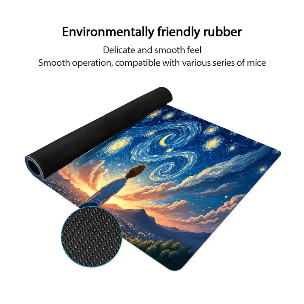 Fantasy Starry Sky Animation Boy Mouse Pad Large Gaming Mousepads Non-slip Laptop Tablet Pads Mat PC Desk Accessory Aesthetic