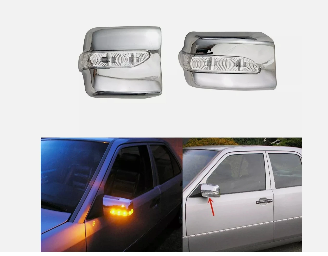 

Хромированные чехлы на зеркала автомобиля со светодиодной подсветкой для Mercedes W124 260E 300E 1984-96 (LHD)