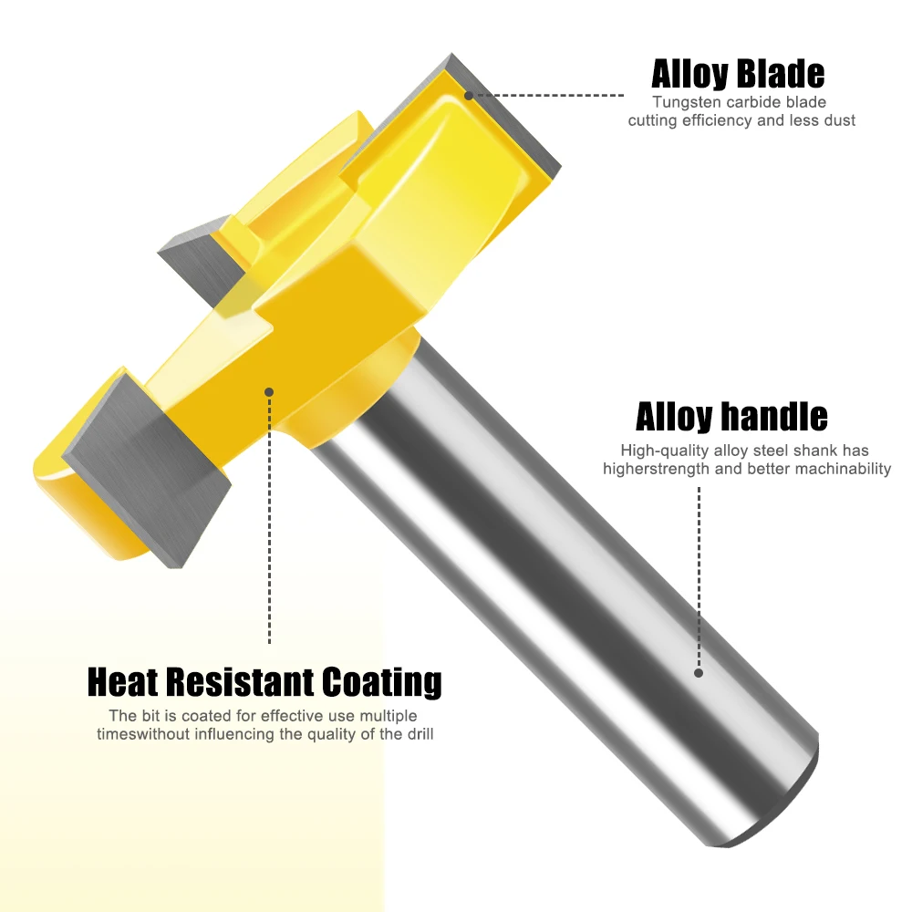 12mm 1/2 "Schacht Drie-blade T-Cutter Zool Clearing Router Bit Ingelaste Cutter Houtbewerking Frees Carving cutter