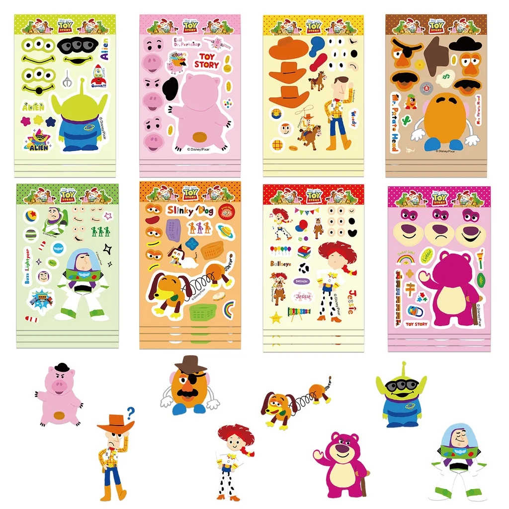 8Sheets Cartoon Disney Toys Story Graffiti Stickers for Helmet Bicycle Hand Account Pencil Case Decals view 2