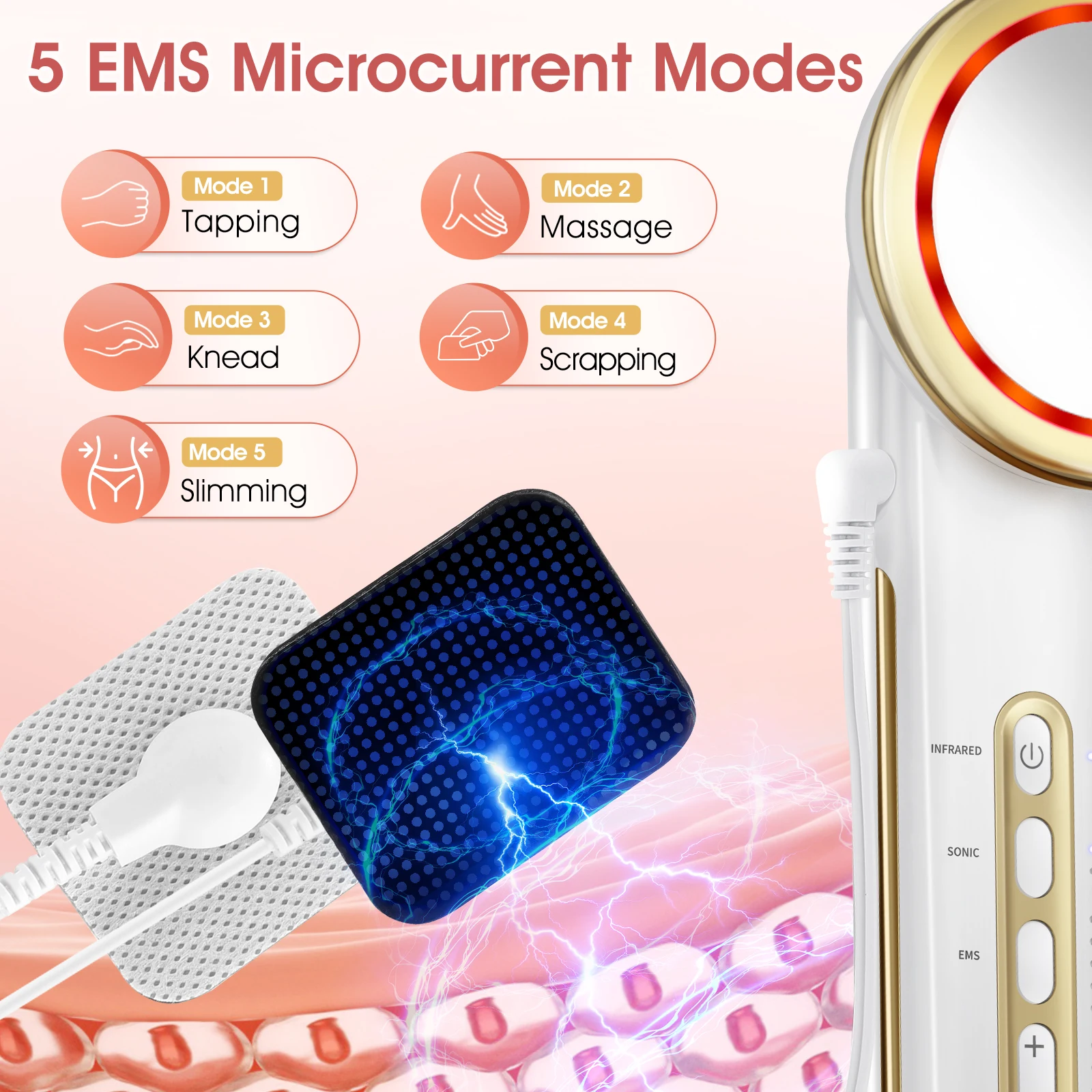 Ultraschall Kavitation Körper Abnehmen Massagegerät LED Licht Gesichts Körper Abnehmen Vibrationsmassagegerät Anti Cellulite Fatburner Gerät