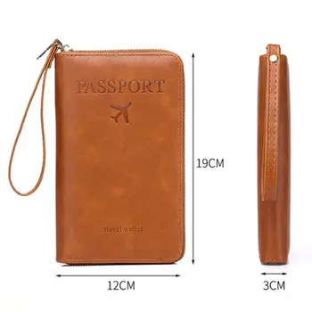 男女通用拉鍊旅行多功能護照夾套皮夾PU皮革票務保護套旅行配件 8 最佳銷售 護照夾旅行錢包 - №8