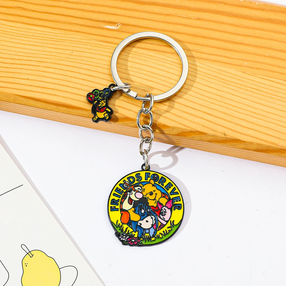 Disney Anime Figure Winnie and Friends Piglet Tigger Keychain cute Winnie Pendant Keyrings for Backpack Ornament Accessories