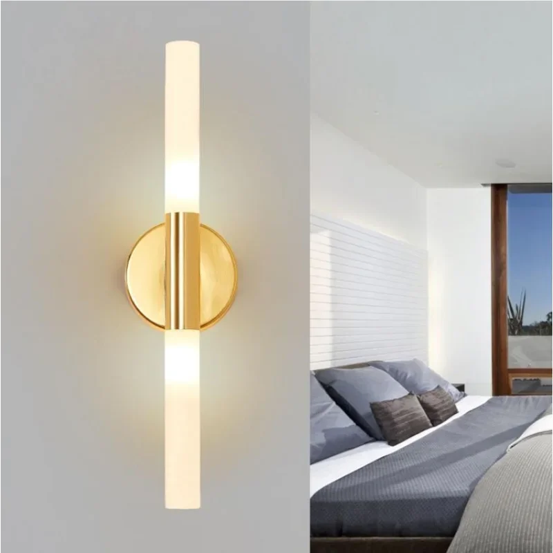 

Modern metal tube pipe up down LED wall lamp light sconce Bedroom foyer washroom living room toilet bathroom wall light lamp