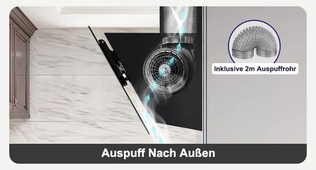 � 60 cm Dunstabzugshaube CycloneForce ™ A++ Energy – Intelligente Verzögerungsabschaltung mit Aktivkohlekanal/kanallosem Modus (TouchSync Control) – Detail 5
