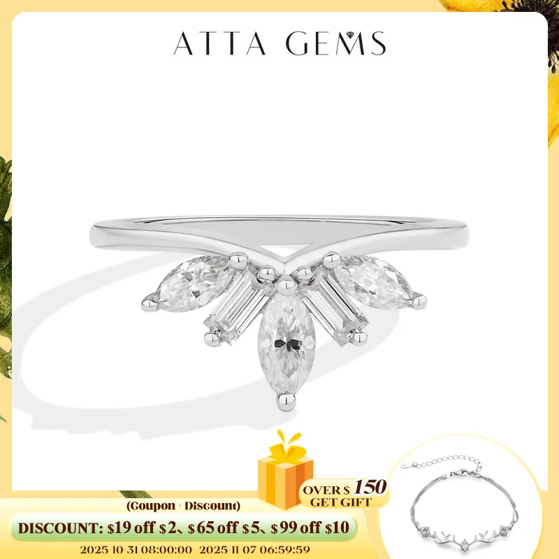 

ATTAGEMS Роскошные кольца с муассанитом, персонализированное кольцо с короной маркизы для женщин, настоящее серебро S925, обручальные свадебные украшения