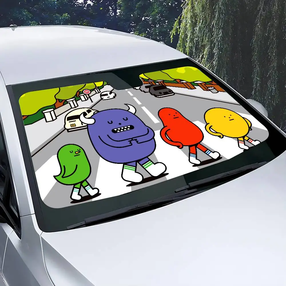 كوريا S-ستيكي الوحش مختبر سيارة ظلة الزجاج الأمامي نافذة أمامية قناع 70x130 سنتيمتر الشمس قناع الشمسية حماية منقوشة هدية الجدة سيارة