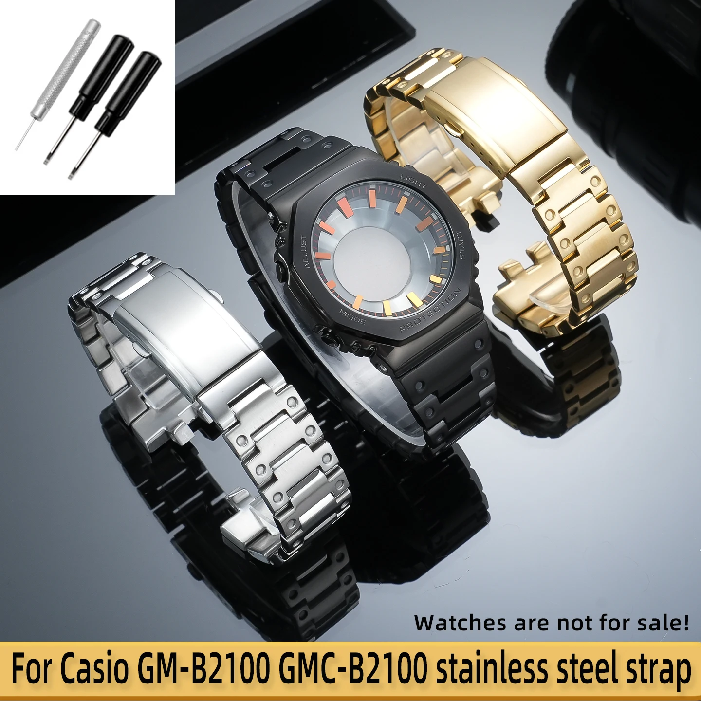 Suitable for Casio GM-B2100 stainless steel watch strap, GMC-B2100 protruding stainless steel watch chain watch accessories
