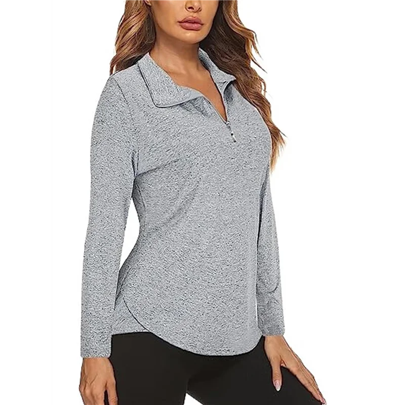 حار Kf-المرأة 1/4 البريدي القمصان UPF 50 + الشمس حماية البلوز كم طويل سريعة الجافة تجريب المشي لمسافات طويلة قمصان رياضية #4