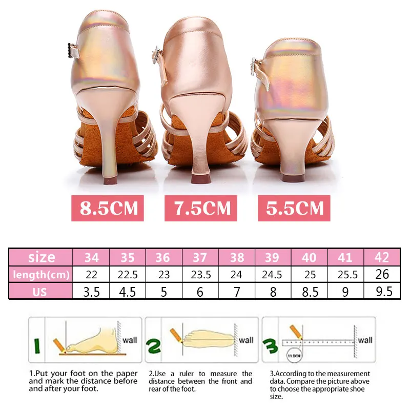 Diplip Dance Shoes Latin Women Soft High Heel Dancing Shoes PU Silk Tango Ballroom Professional Dancing 5.5 / 7.5 / 8.5cm Shoes