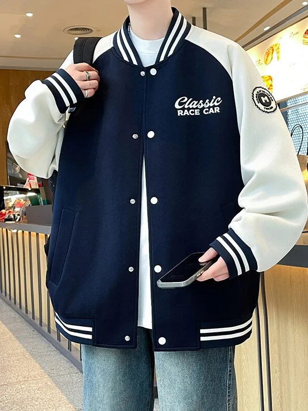 

Новая молодежная куртка-бомбер для мальчиков-подростков, весна-осень 2025, модная, свободного кроя, спортивная, в бейсбольном стиле, верхняя одежда