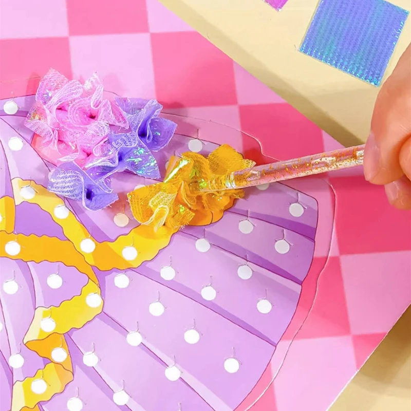 Crianças tecido arte creze poke desenho artesanato brinquedos criativo quebra-cabeça punctura pintura cutucando adesivo crianças presente de aniversário para a menina