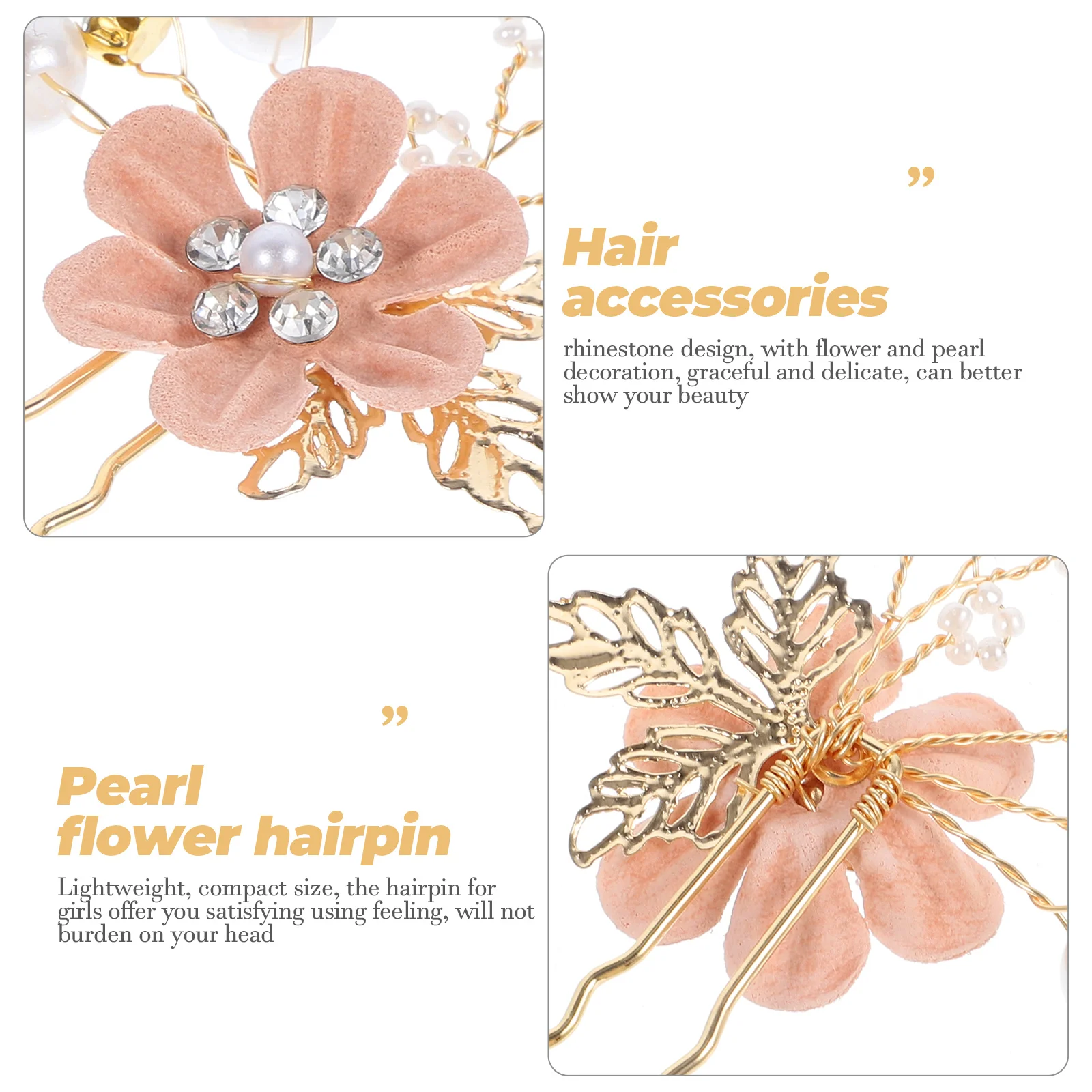 

6 pcs Pearl Wedding Hair Accessories Flower U-Shaped Hairpin Rhinestone Hair Pins for Brides Bridesmaids Women Blue Durable