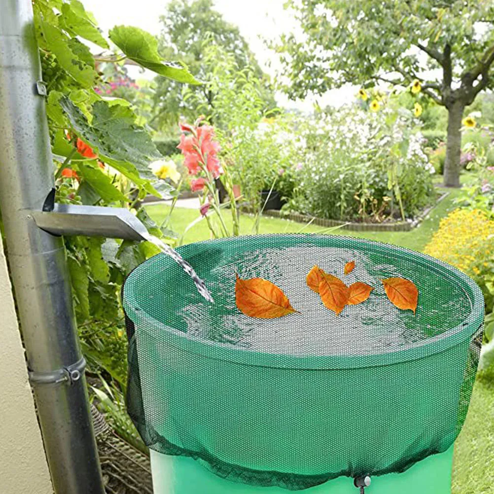 

3pcs Rain Barrel Cover Black Mesh Protective Net Drawstring Leaves Insects Prevention Garden Water Supplies Outdoor