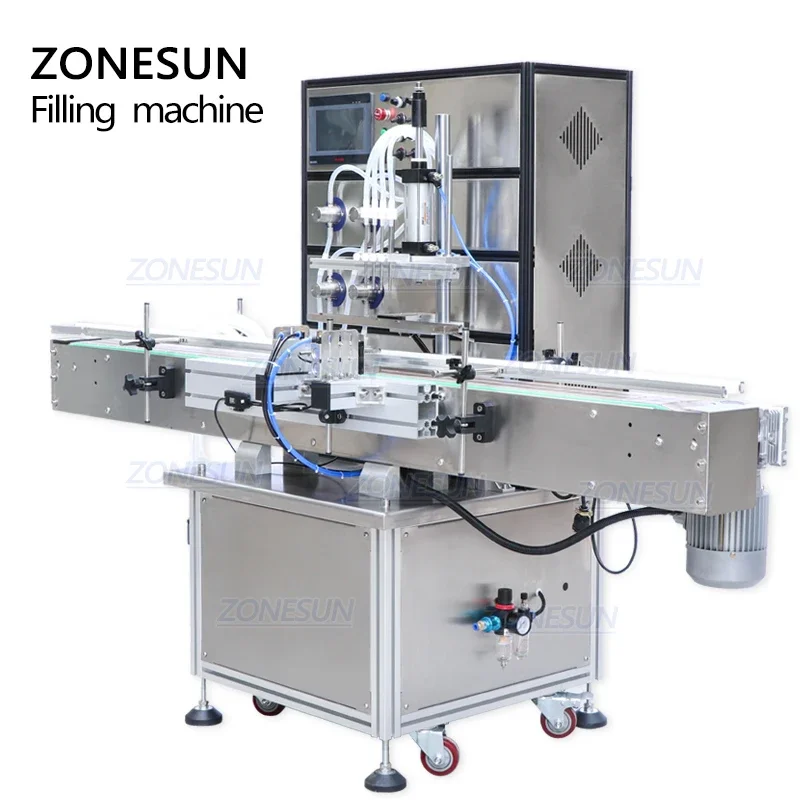 ZONESUN ZS-VTMP80C مضخة مغناطيسية الهباء الجوي الصودا المعبأة في زجاجات التعبئة التلقائية زجاجة ماء النبيذ شرب آلة تعبئة العطور