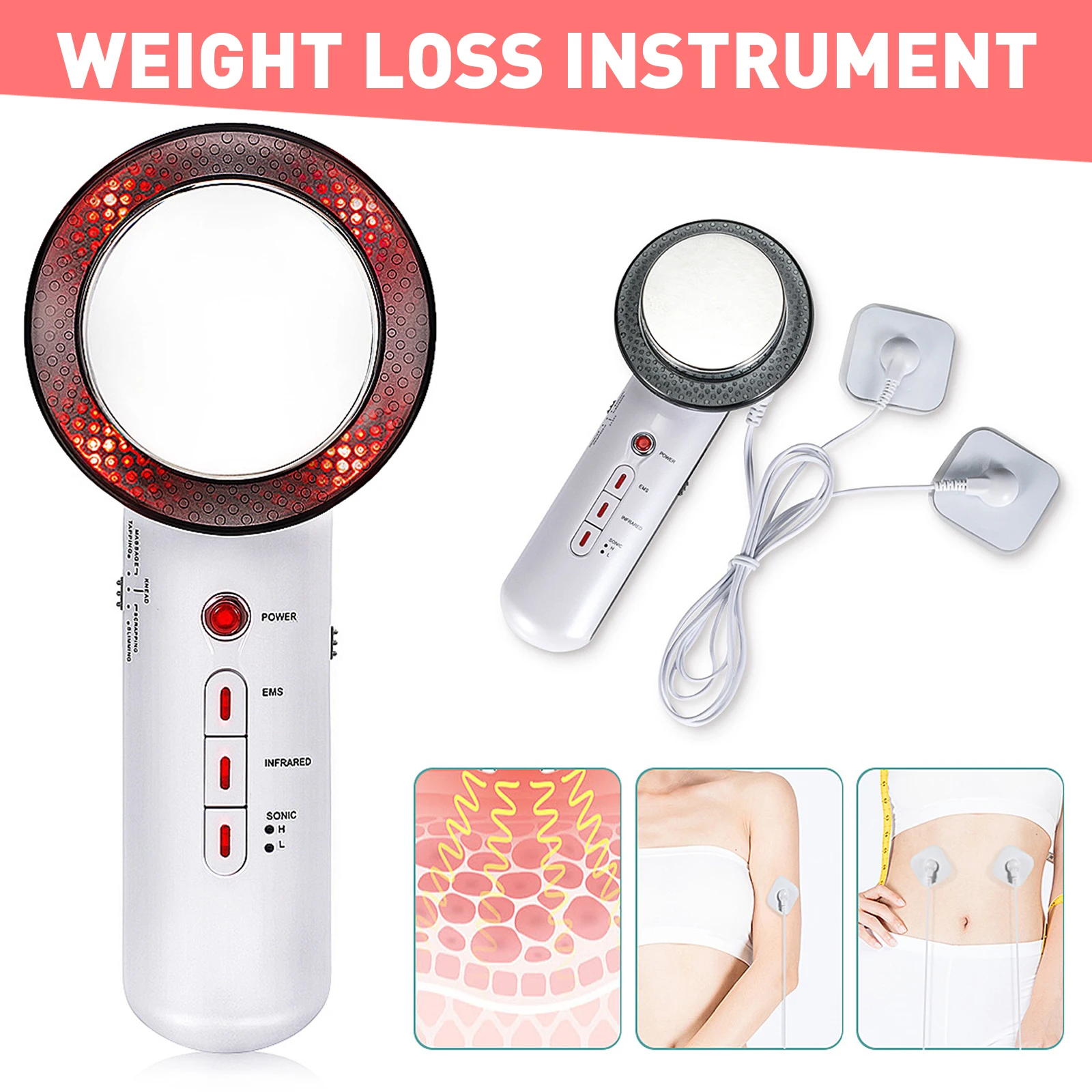 3 In 1 EMS Infrared Ultrasonic Massager Fat Burner Weight Loss Infrared Slimming Machine Face Beauty Machine Skin Care