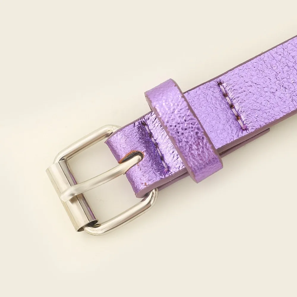보라색 키즈 벨트, 메탈 버클 라이트 퍼포먼스 벨트, PU 가죽 러브 벨트, 신제품