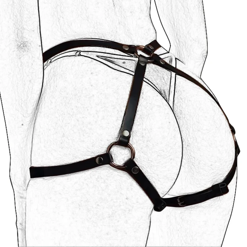 Erotic Hollow Garter Belt PU Leather Leg Harness Teddies Bodysuits Women Sexy Crotchless Lingerie Stockings Goth Body Suits image 3