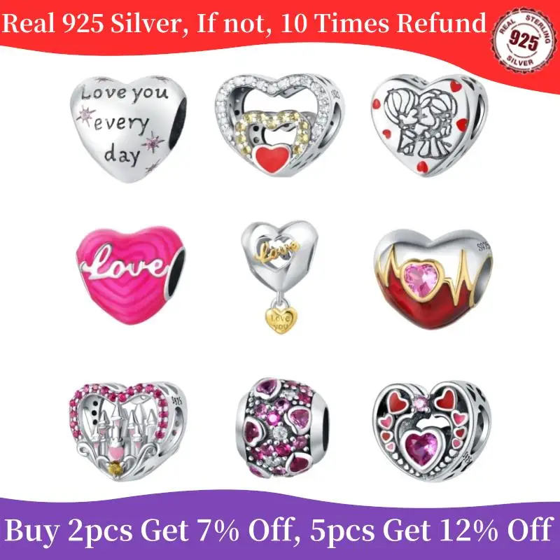 New charms pandora 925 originales Sterling Silver Zircon Love Bead Heart Charm for Women Bracelet and Bangle DIY Jewelry