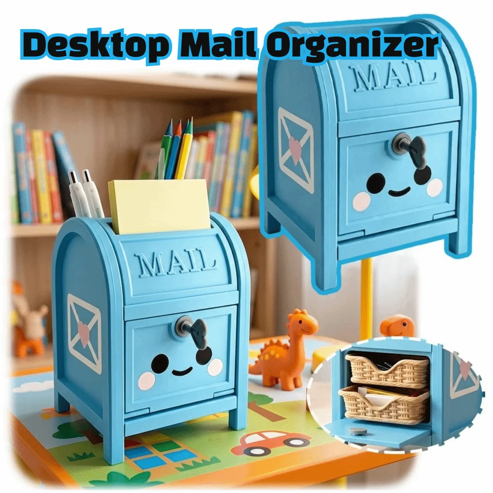 3D Printed Mailbox Desktop Organizer Mail-Shaped Small Size Desk Storage Holder Desk Organizer Creative Design